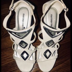 Strappy White Wedges